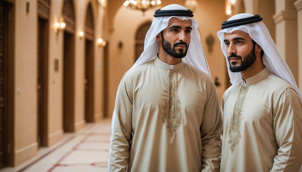 Adoptez le style avec le qamis beige émirati élégant